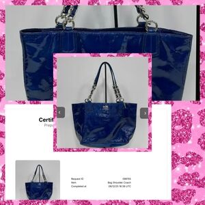 New Coach Shiny Madison Ultramarine Blue Patent Leather Shoulder Bag